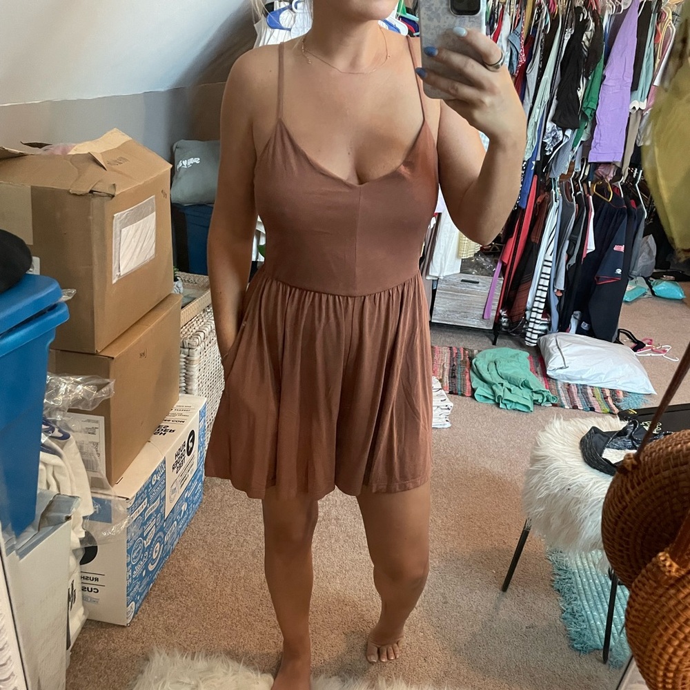 NWT Mocha Spaghetti Strap Romper